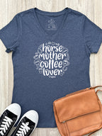 Horse Mother Coffee Lover Emma V-Neck Tee