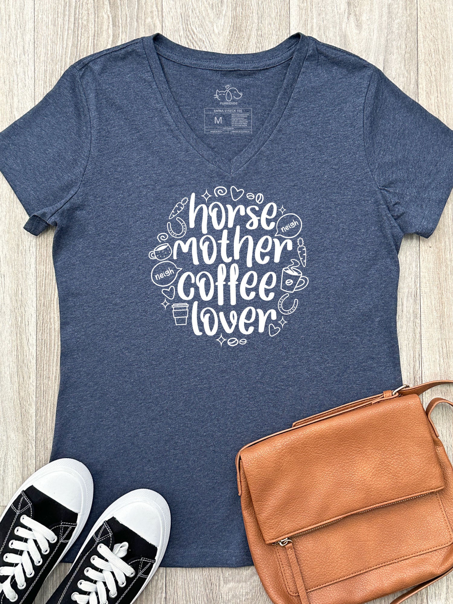 Horse Mother Coffee Lover Emma V-Neck Tee