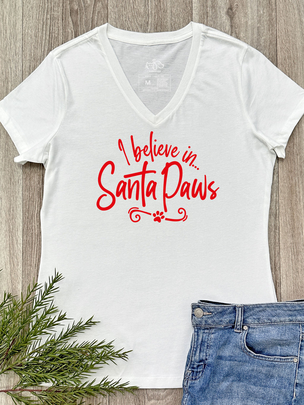 I Believe In Santa Paws Emma V-Neck Tee