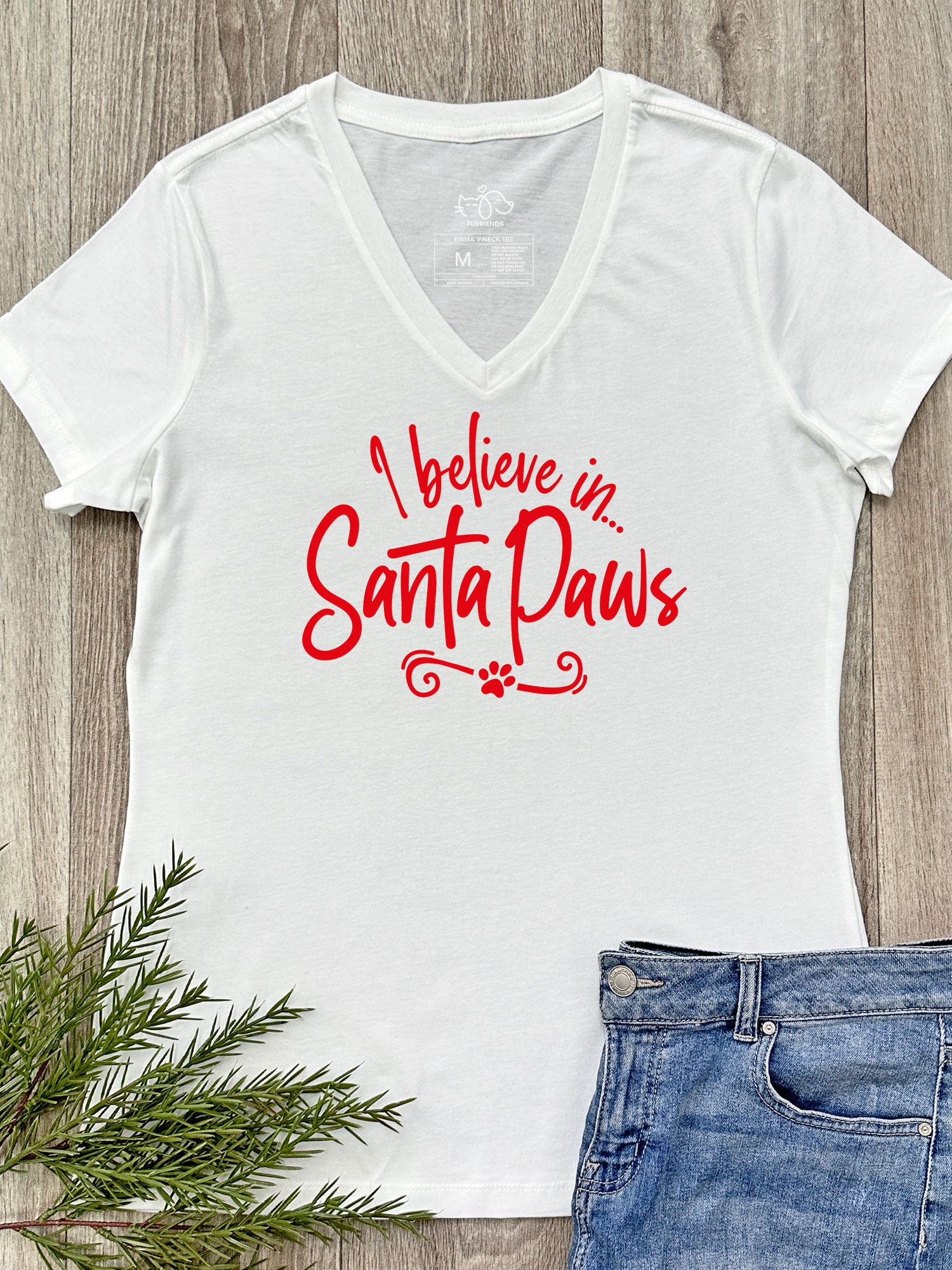 I Believe In Santa Paws Emma V-Neck Tee