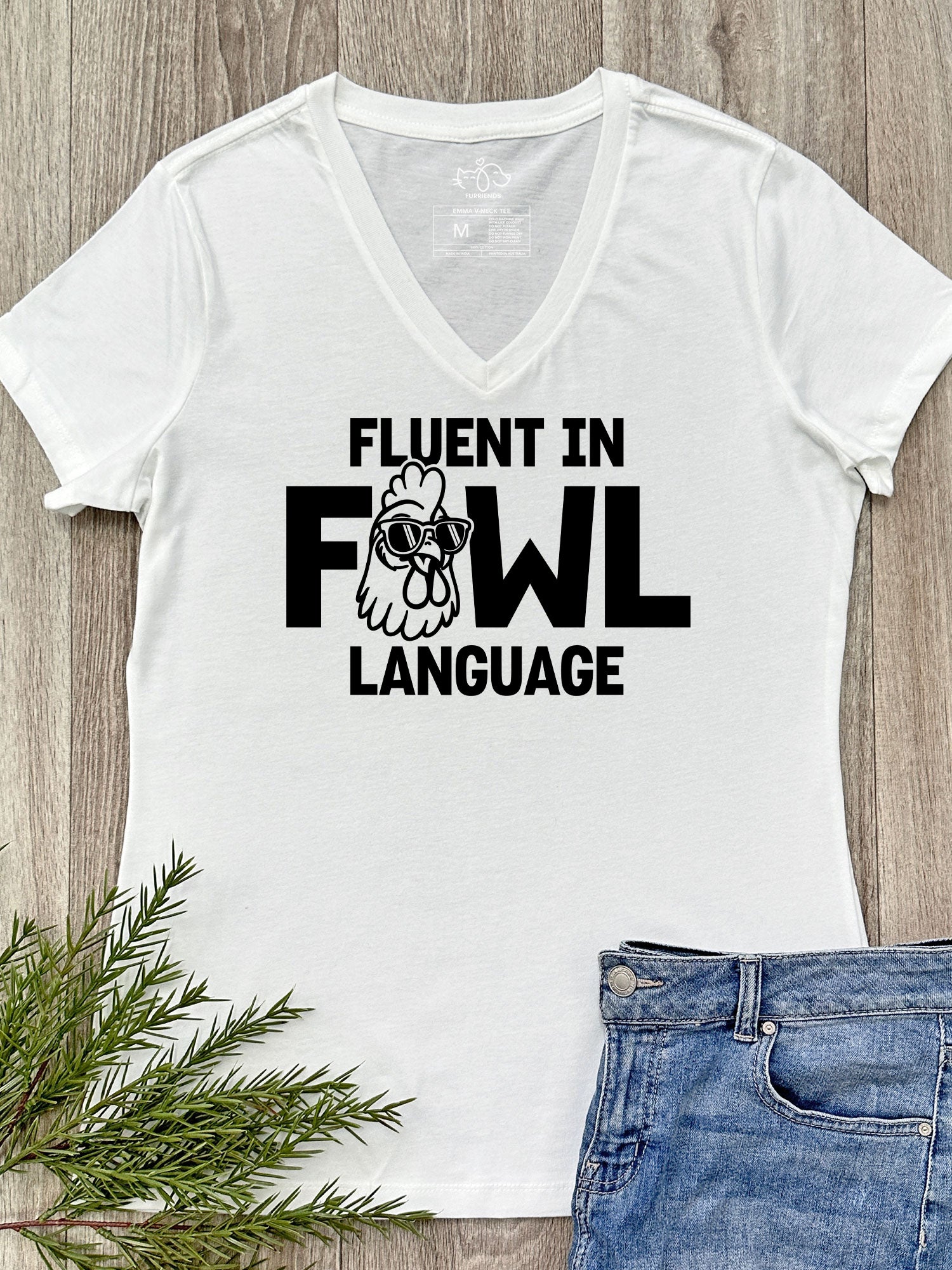 Fluent In Fowl Language Emma V-Neck Tee