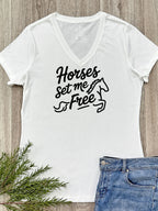 Horses Set Me Free Emma V-Neck Tee