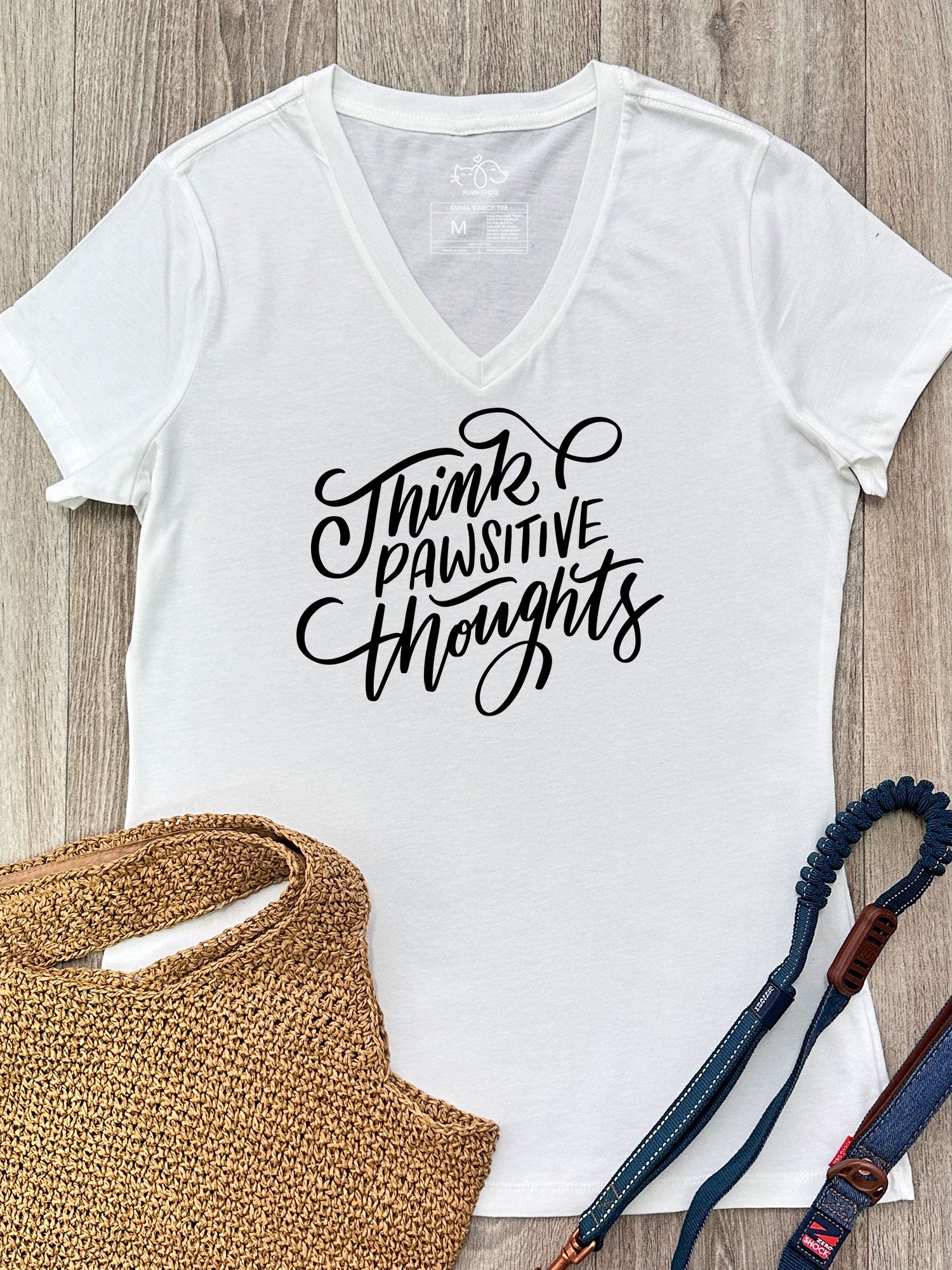 Think Pawsitive Thoughts Emma V-Neck Tee