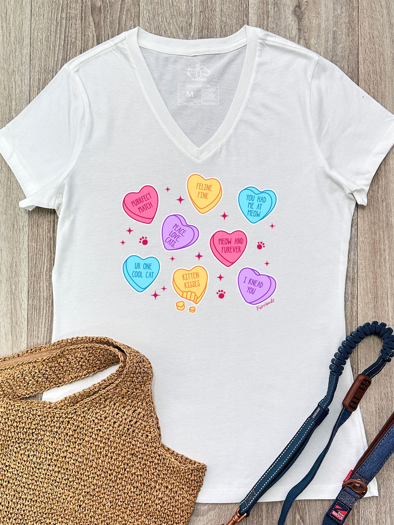 Candy Hearts - Cat Emma V-Neck Tee