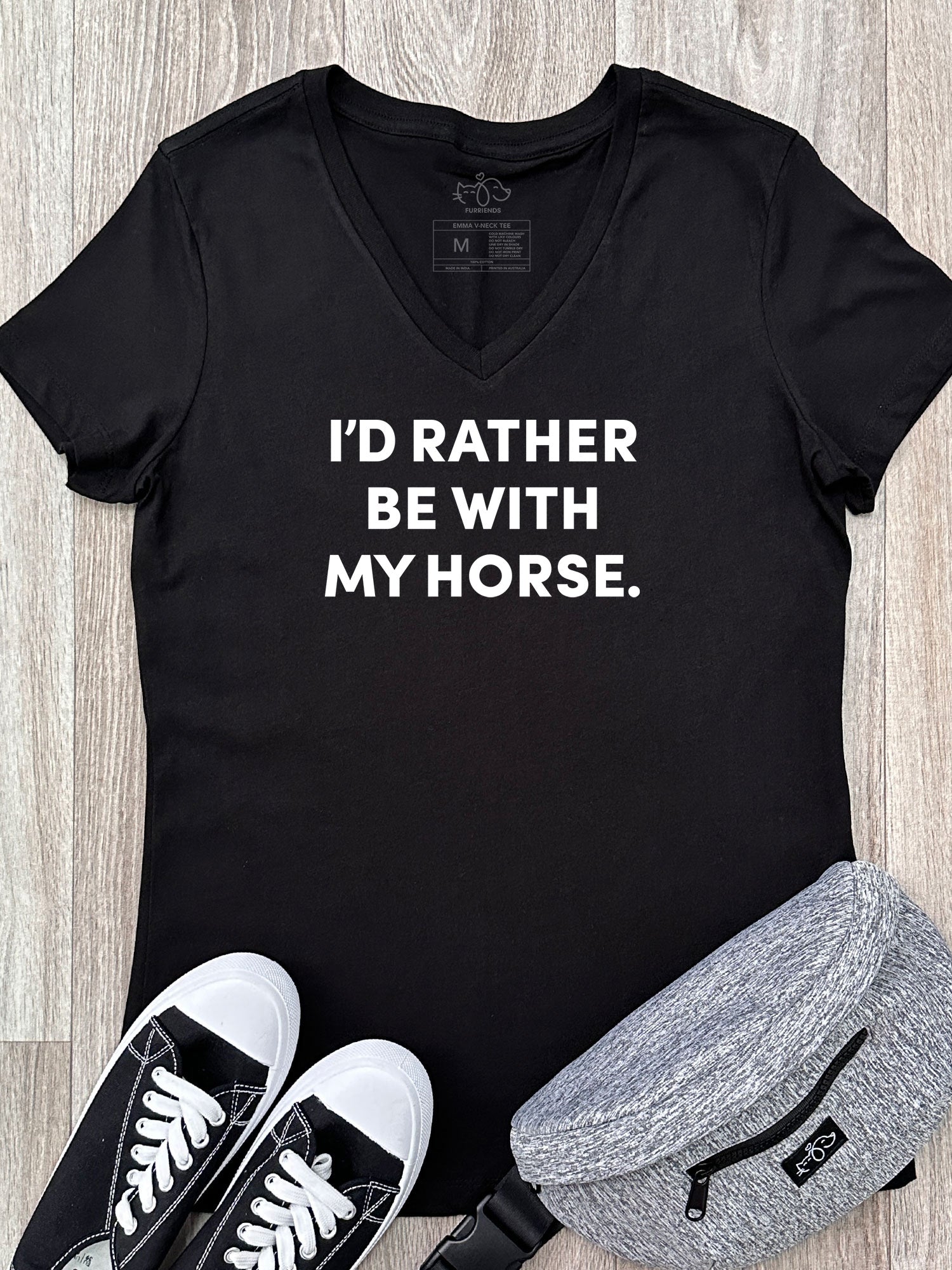 I'd Rather Be With My Horse. Emma V-Neck Tee