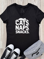 Cats. Naps. Snacks. Emma V-Neck Tee