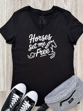 Horses Set Me Free Emma V-Neck Tee