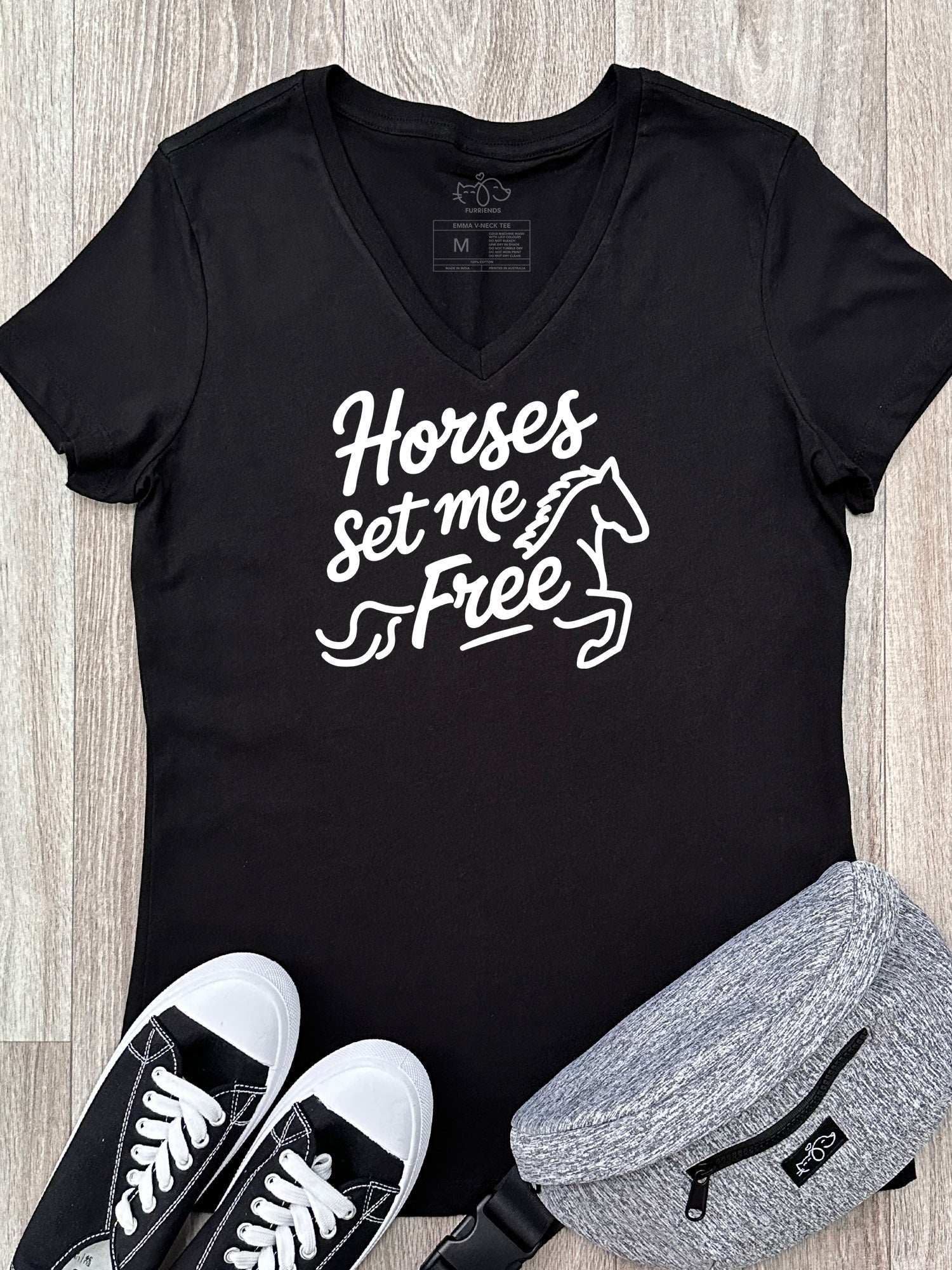 Horses Set Me Free Emma V-Neck Tee