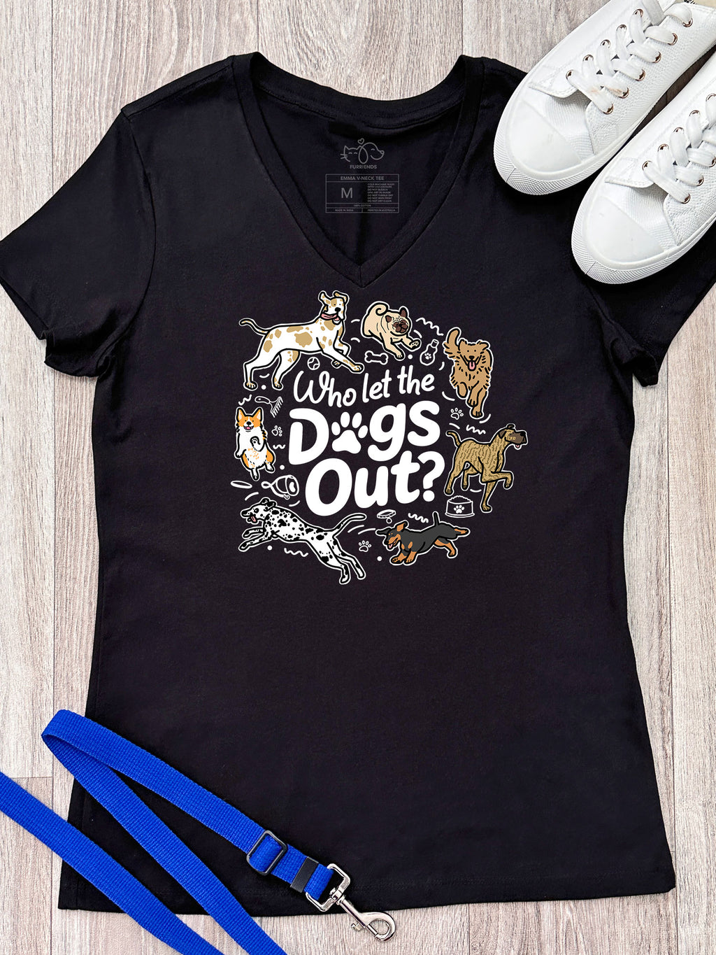 Who Let The Dogs Out? Emma V-Neck Tee