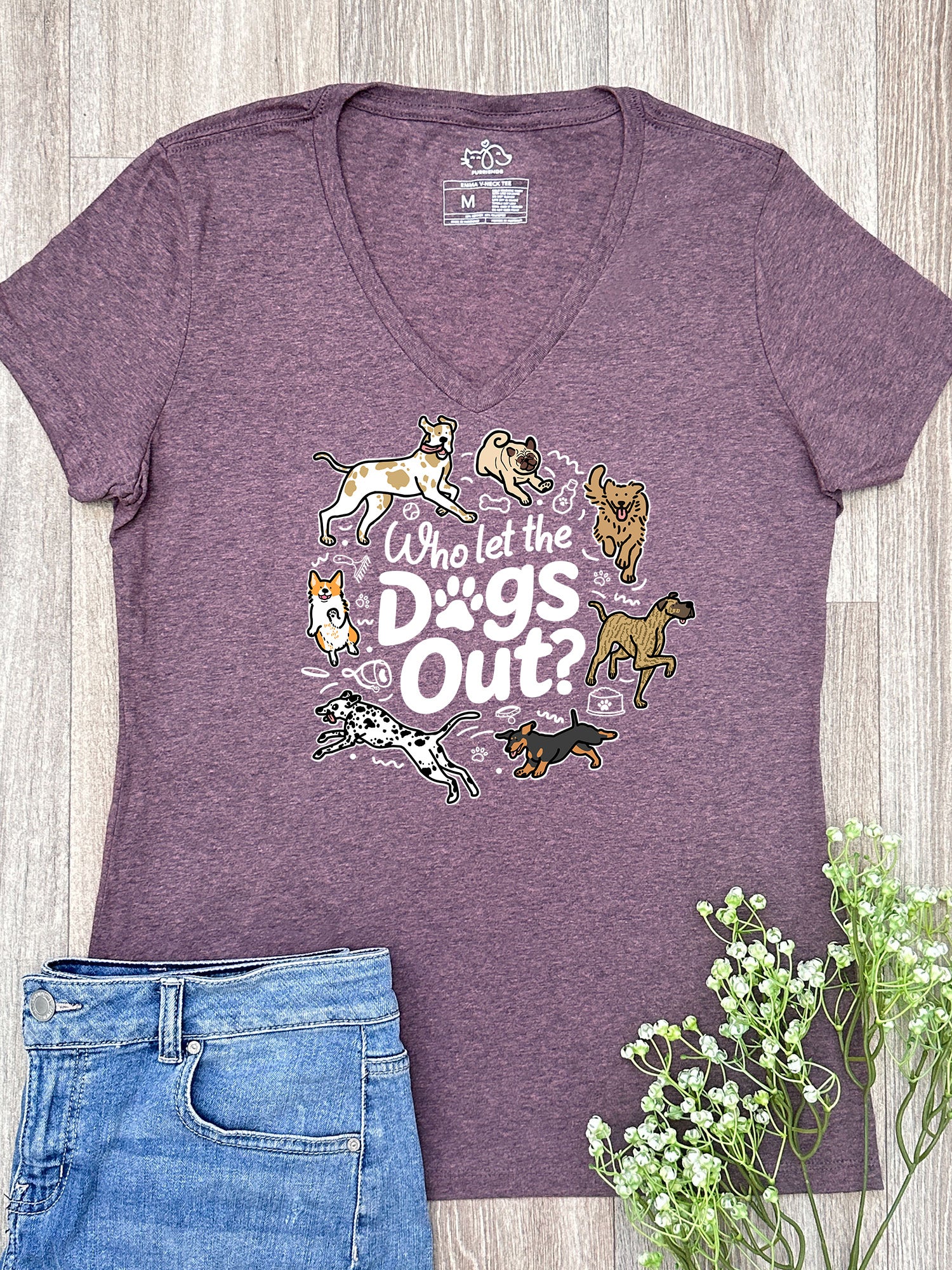 Who Let The Dogs Out? Emma V-Neck Tee