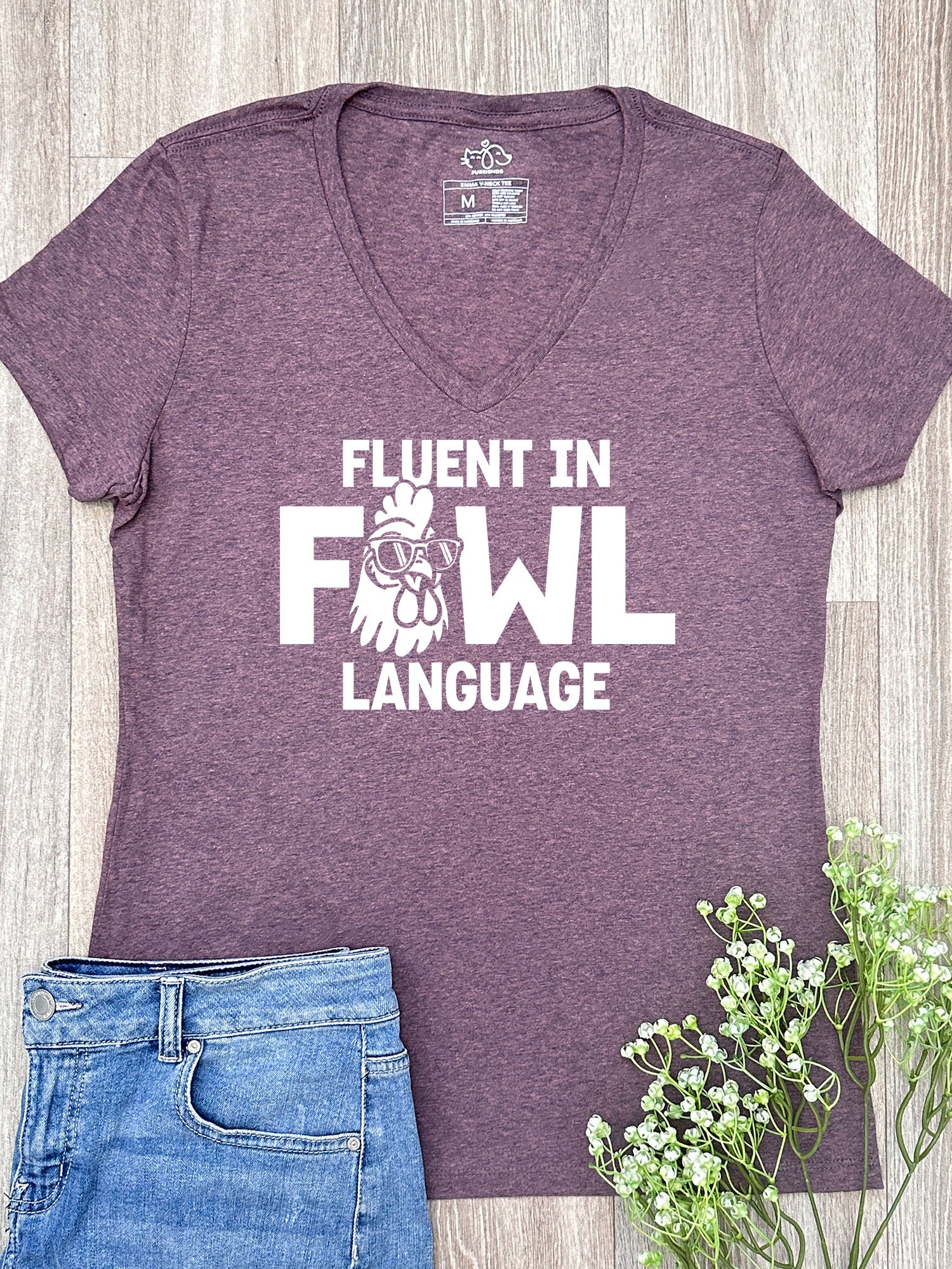 Fluent In Fowl Language Emma V-Neck Tee