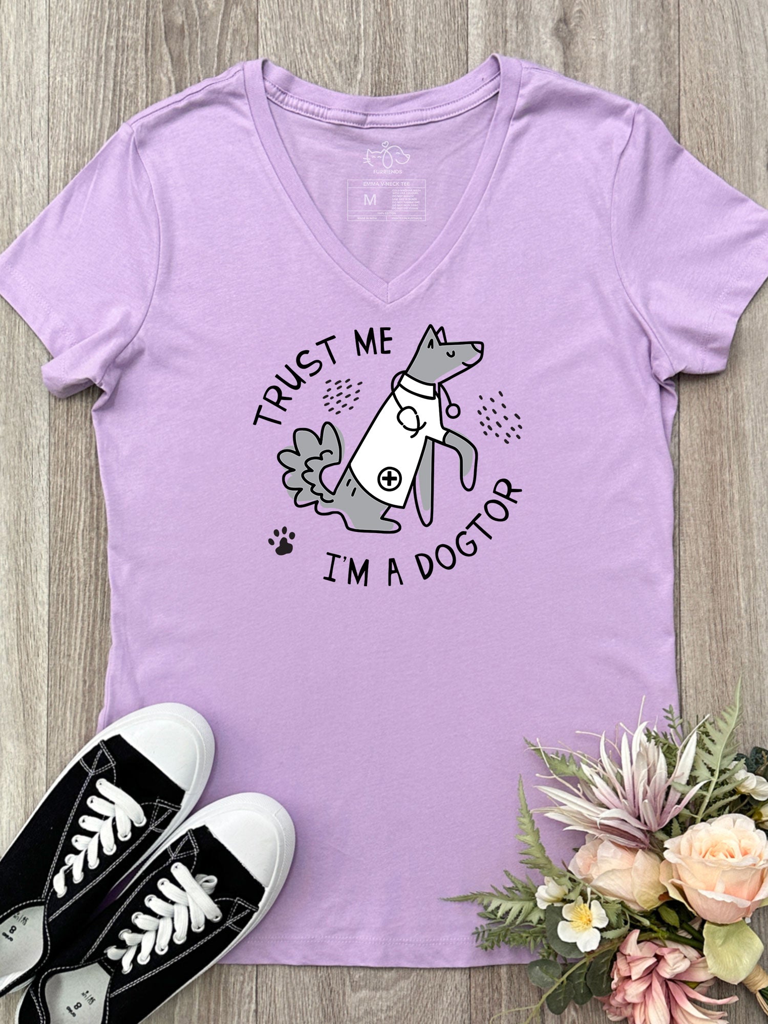 Trust Me I'm A Dogtor Emma V-Neck Tee