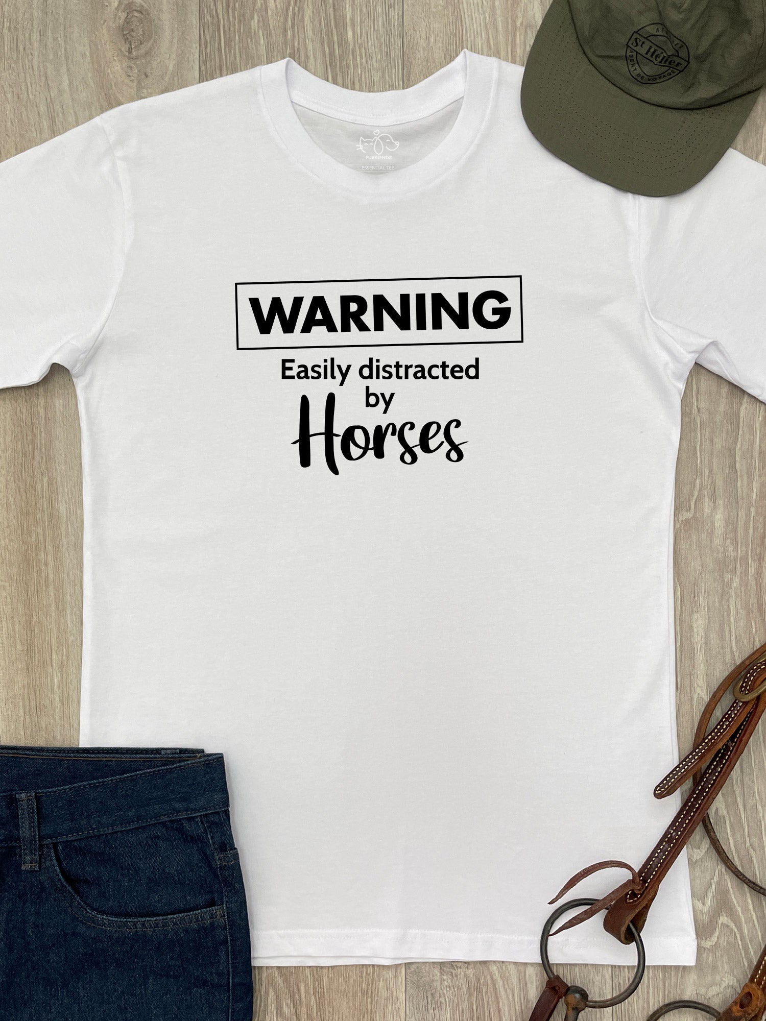 Warning. Easily Distracted By Horses Essential Unisex Tee