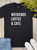 Weekends Coffee & Cats Essential Unisex Tee