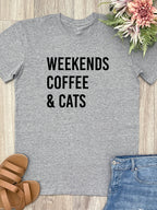 Weekends Coffee & Cats Essential Unisex Tee