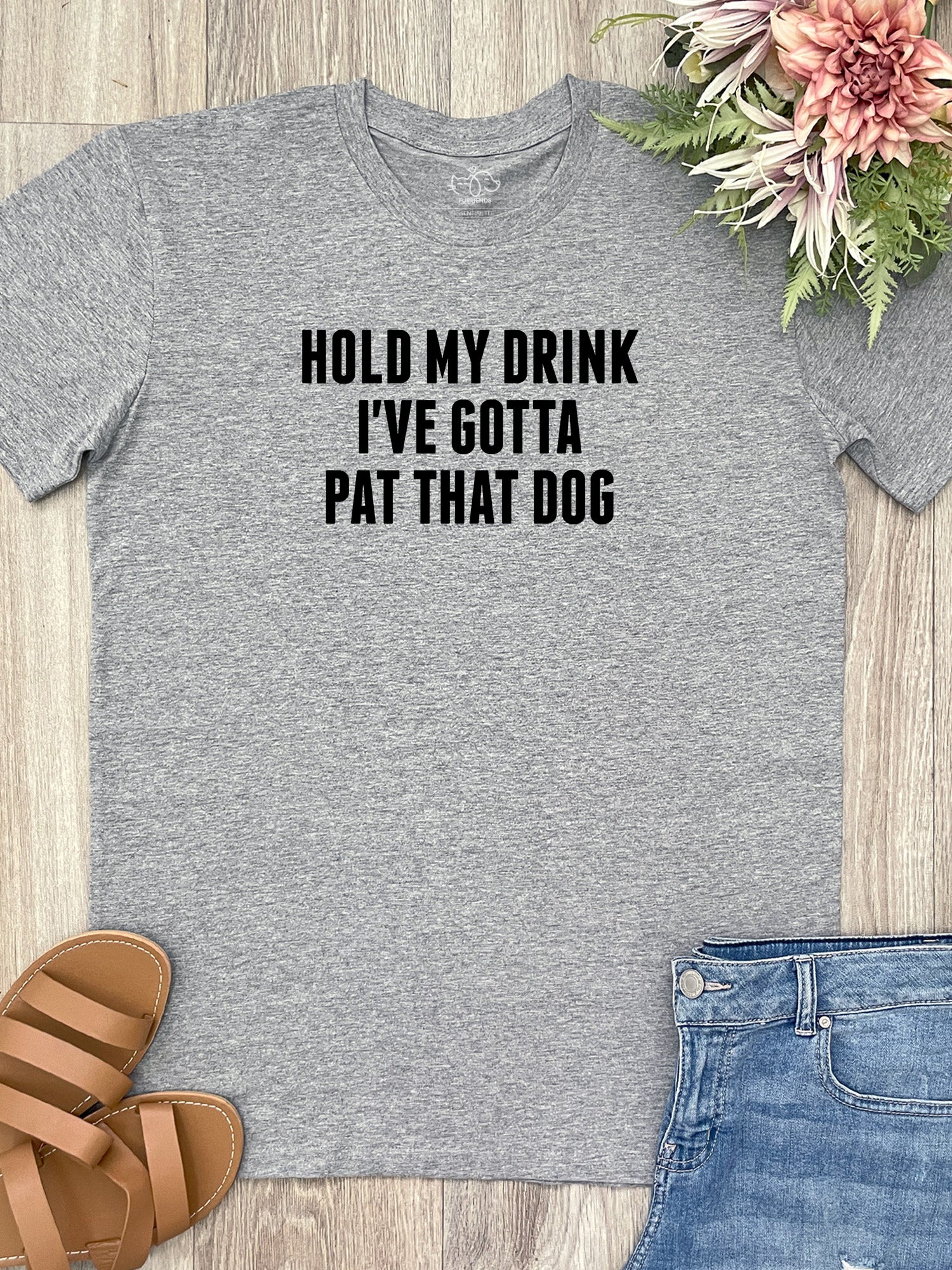 Hold My Drink I've Gotta Pat That Dog Essential Unisex Tee
