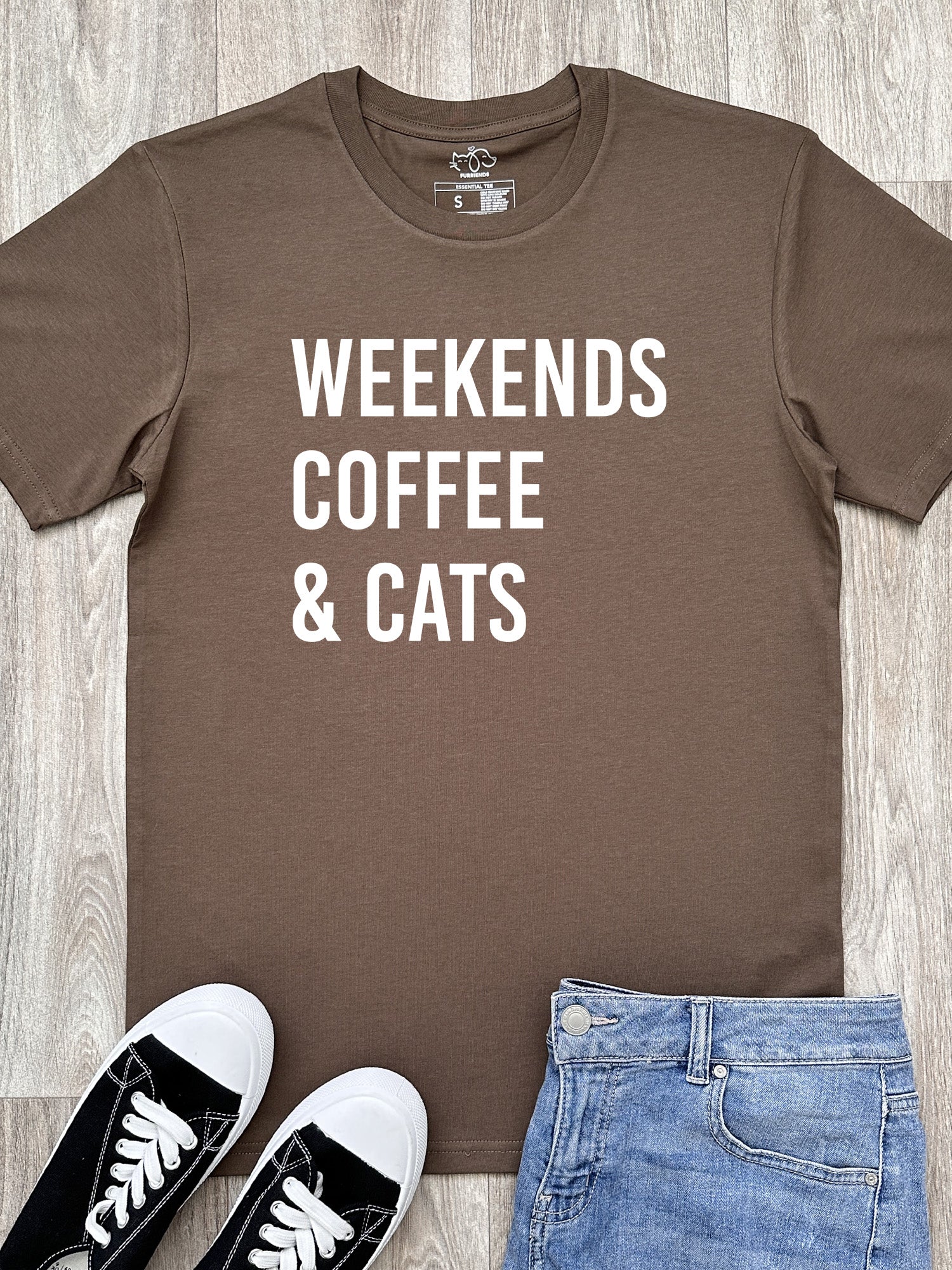 Weekends Coffee & Cats Essential Unisex Tee