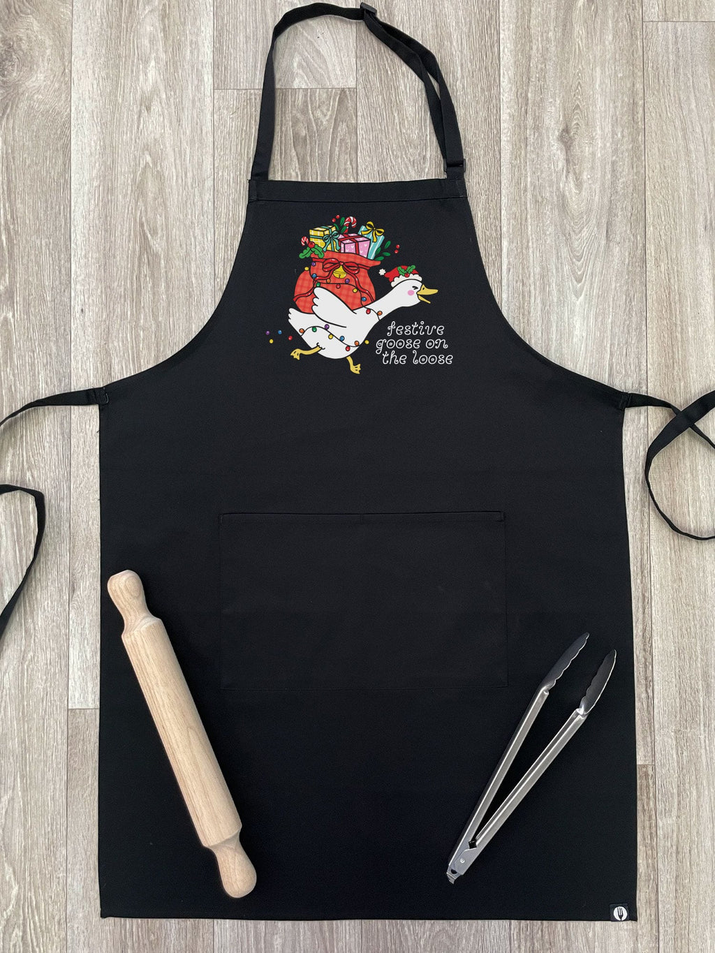 Festive Goose On The Loose Bib Apron