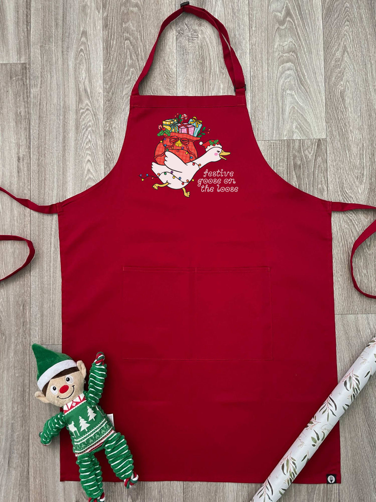 Festive Goose On The Loose Bib Apron