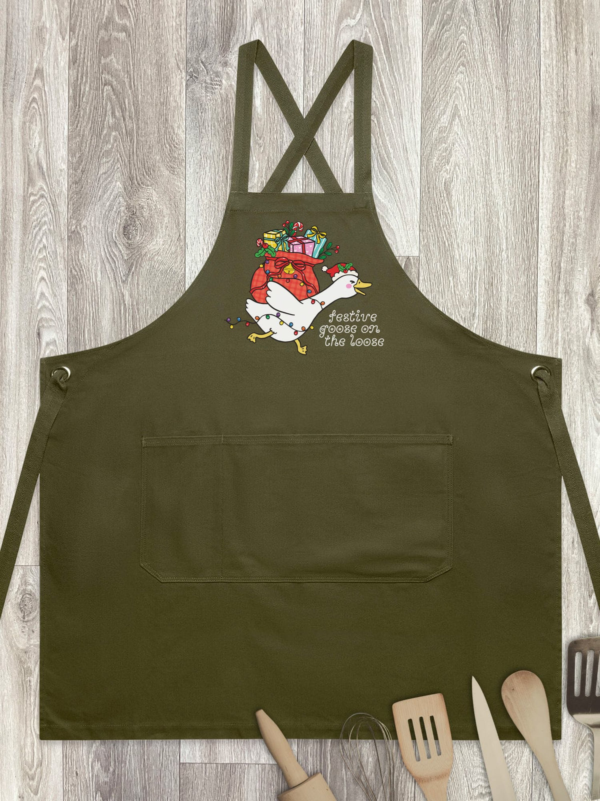 Festive Goose On The Loose Jarrah Crossback Apron