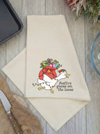 Festive Goose On The Loose Tea Towel