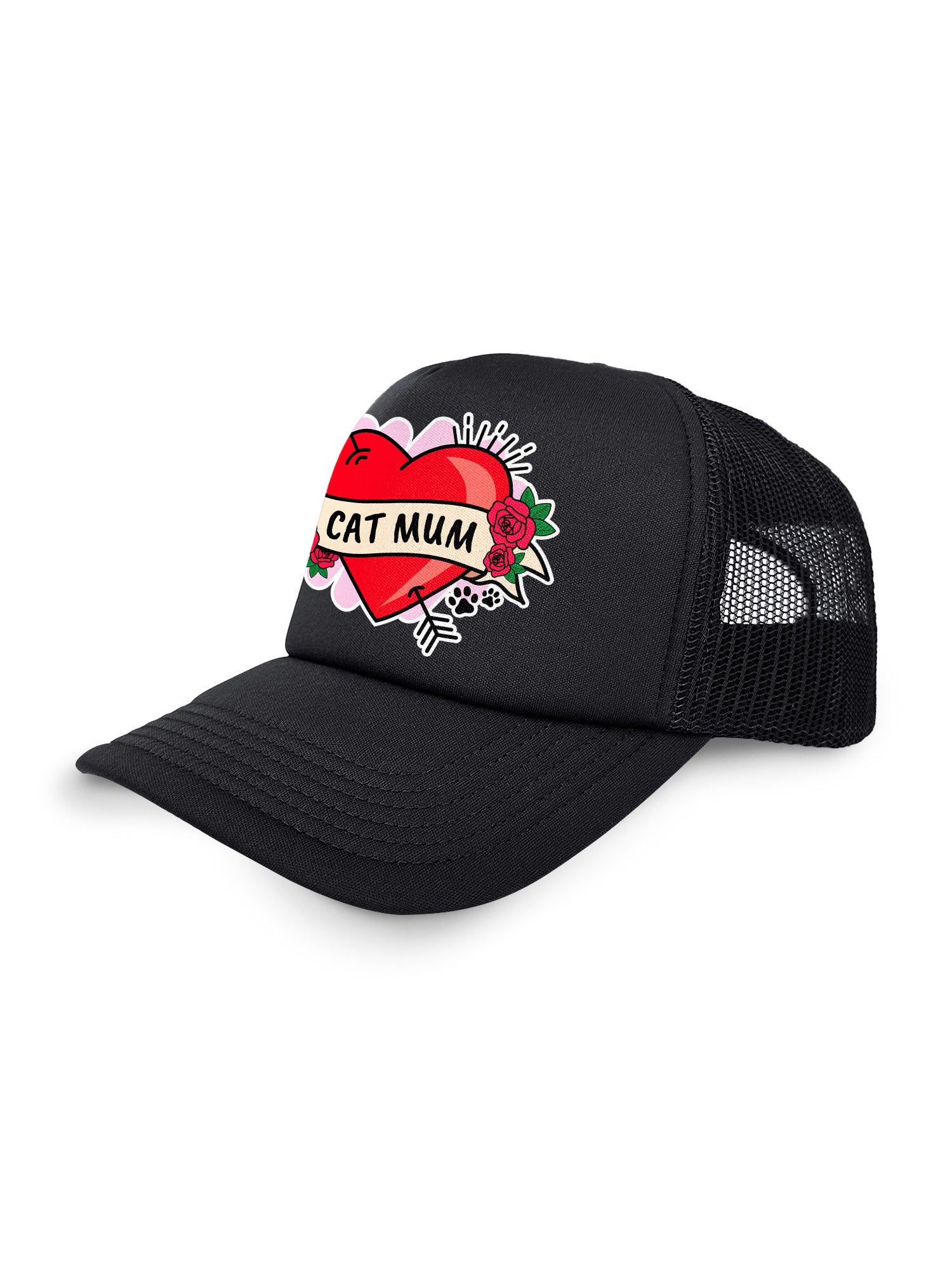 Cat Mum Heart Tattoo Foam Trucker Cap