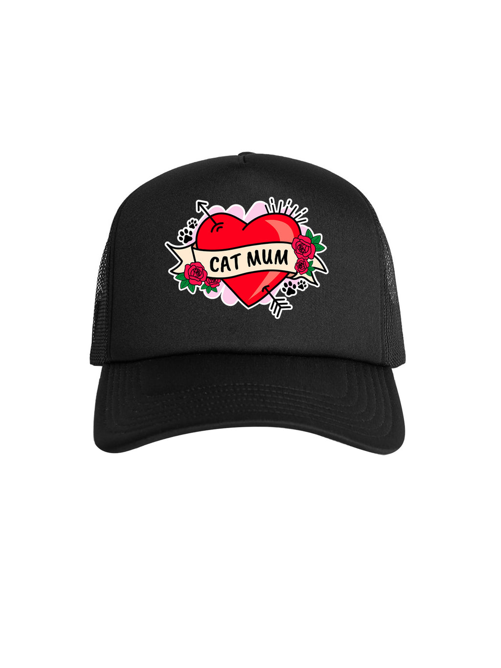Cat Mum Heart Tattoo Foam Trucker Cap