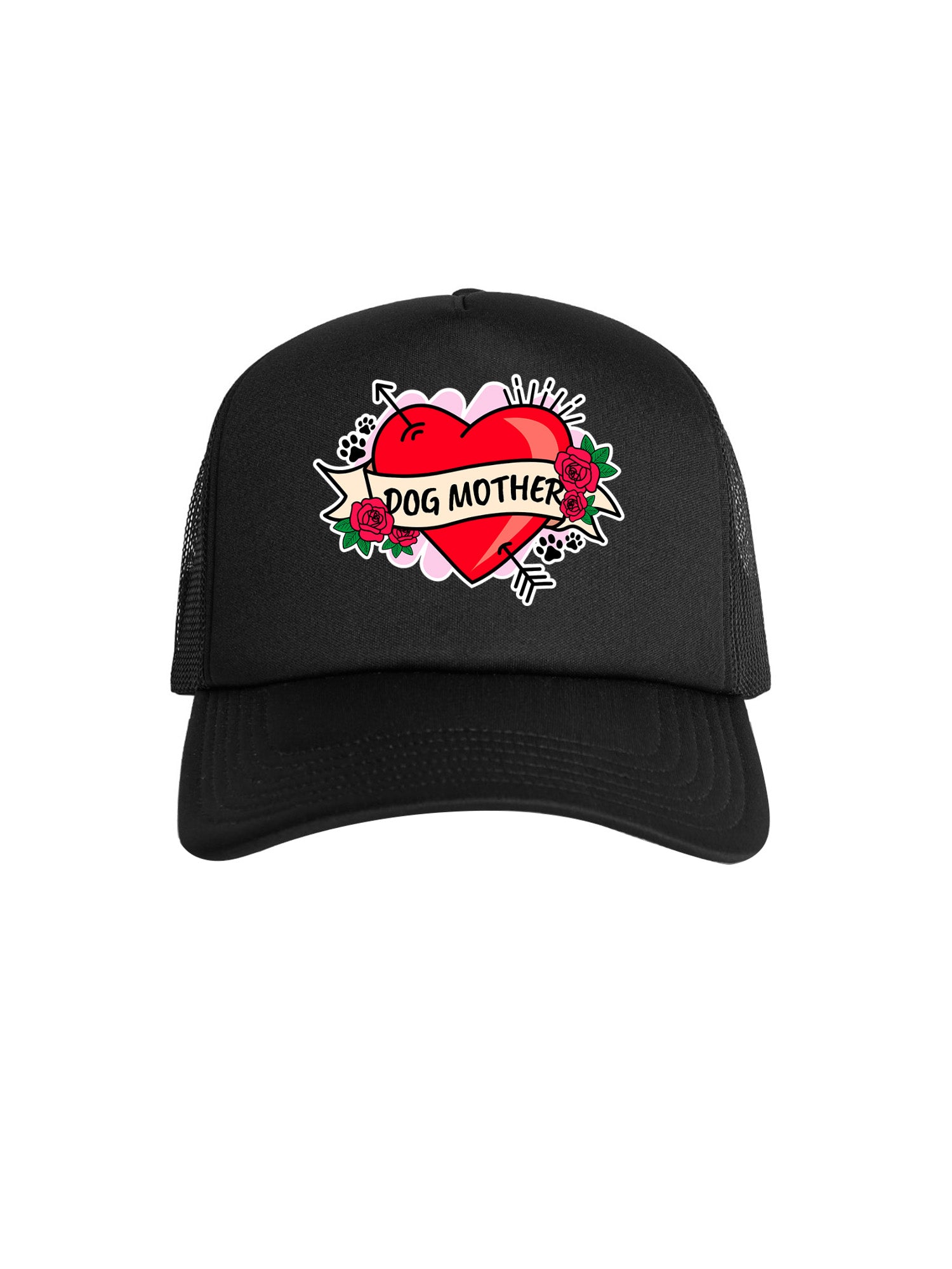 Dog Mother Heart Tattoo Foam Trucker Cap