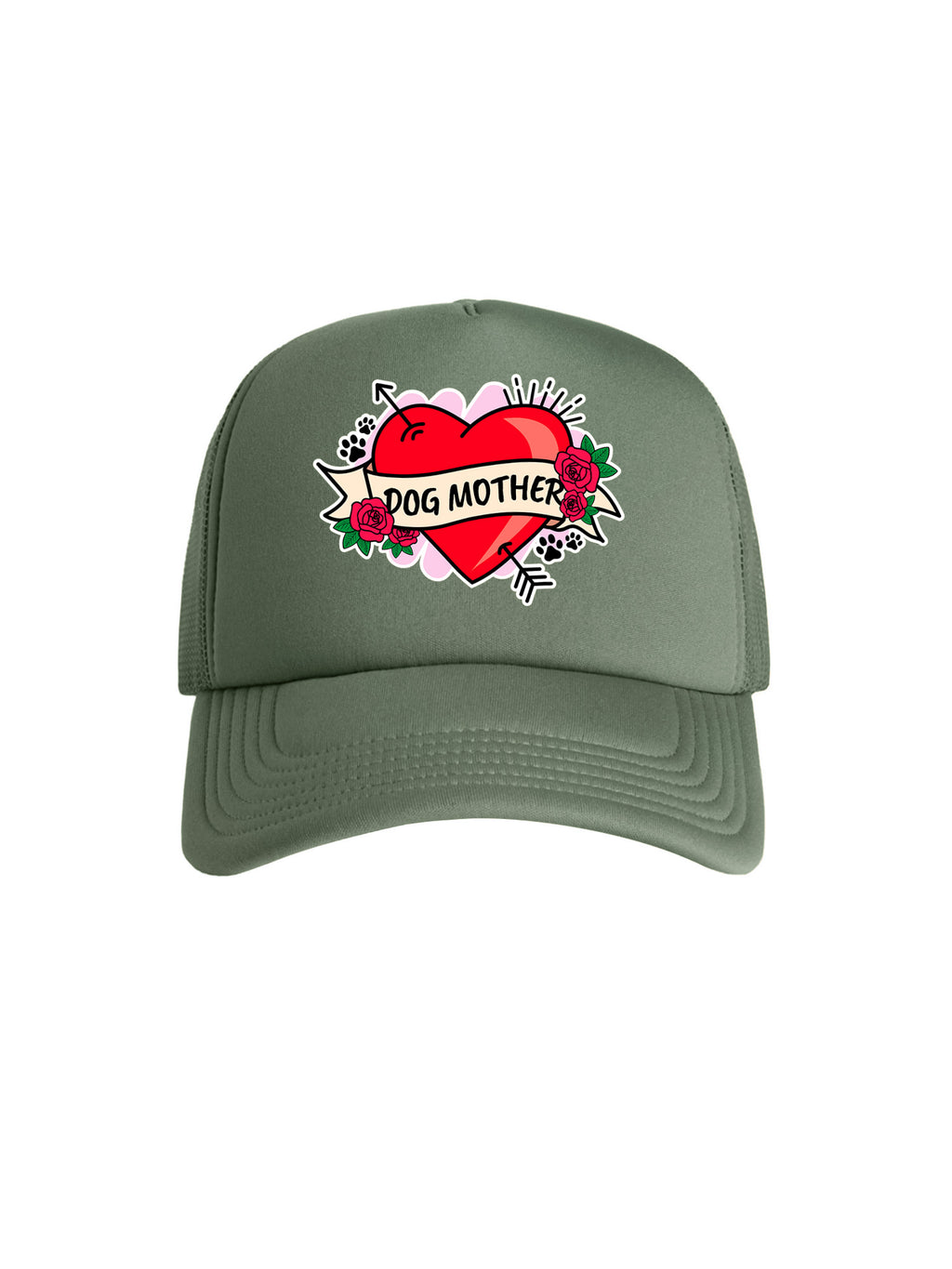 Dog Mother Heart Tattoo Foam Trucker Cap