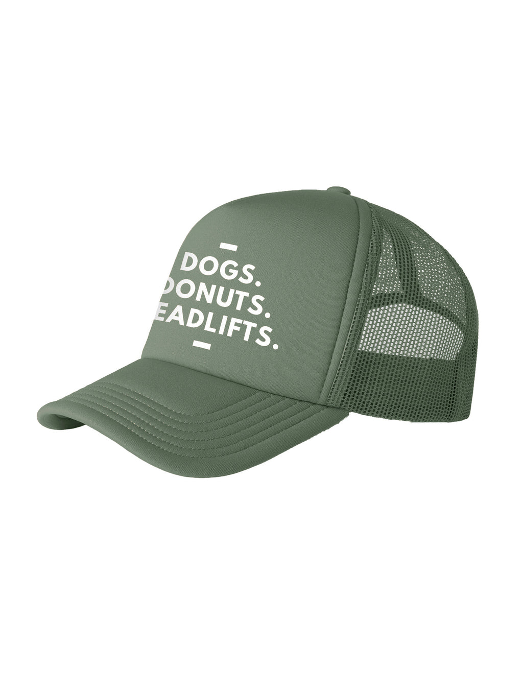 Dogs. Donuts. Deadlifts. Foam Trucker Cap