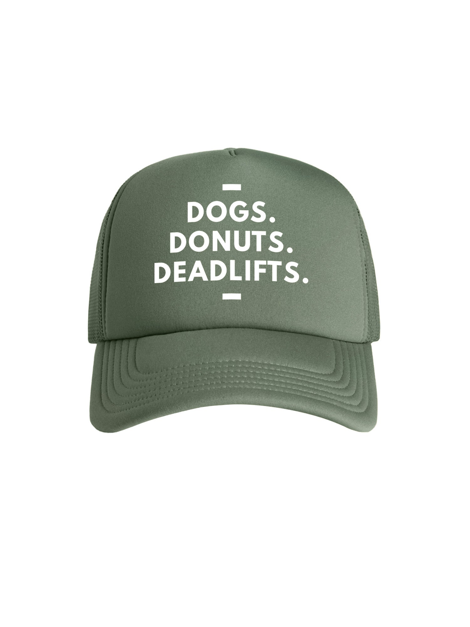 Dogs. Donuts. Deadlifts. Foam Trucker Cap