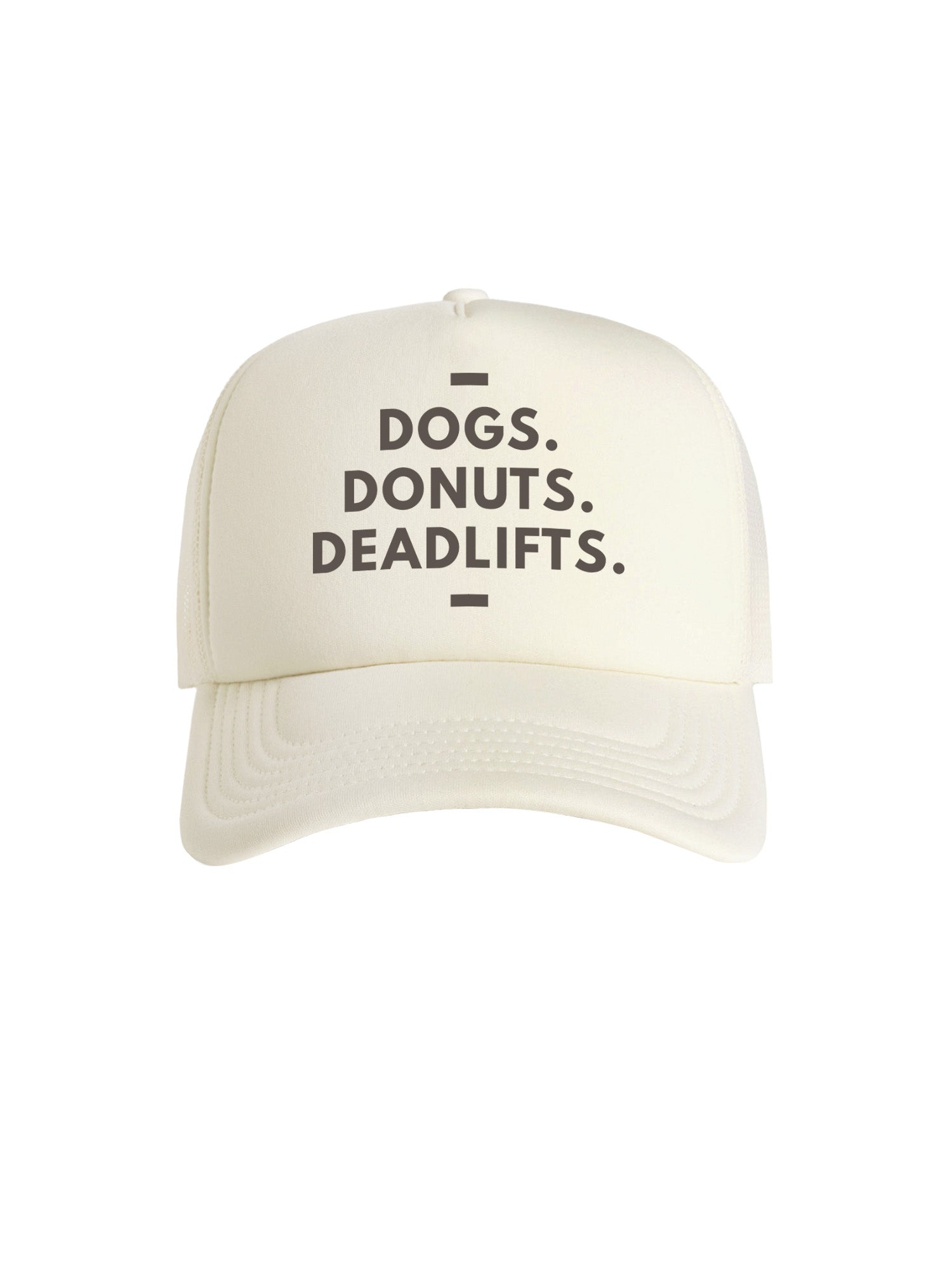 Dogs. Donuts. Deadlifts. Foam Trucker Cap