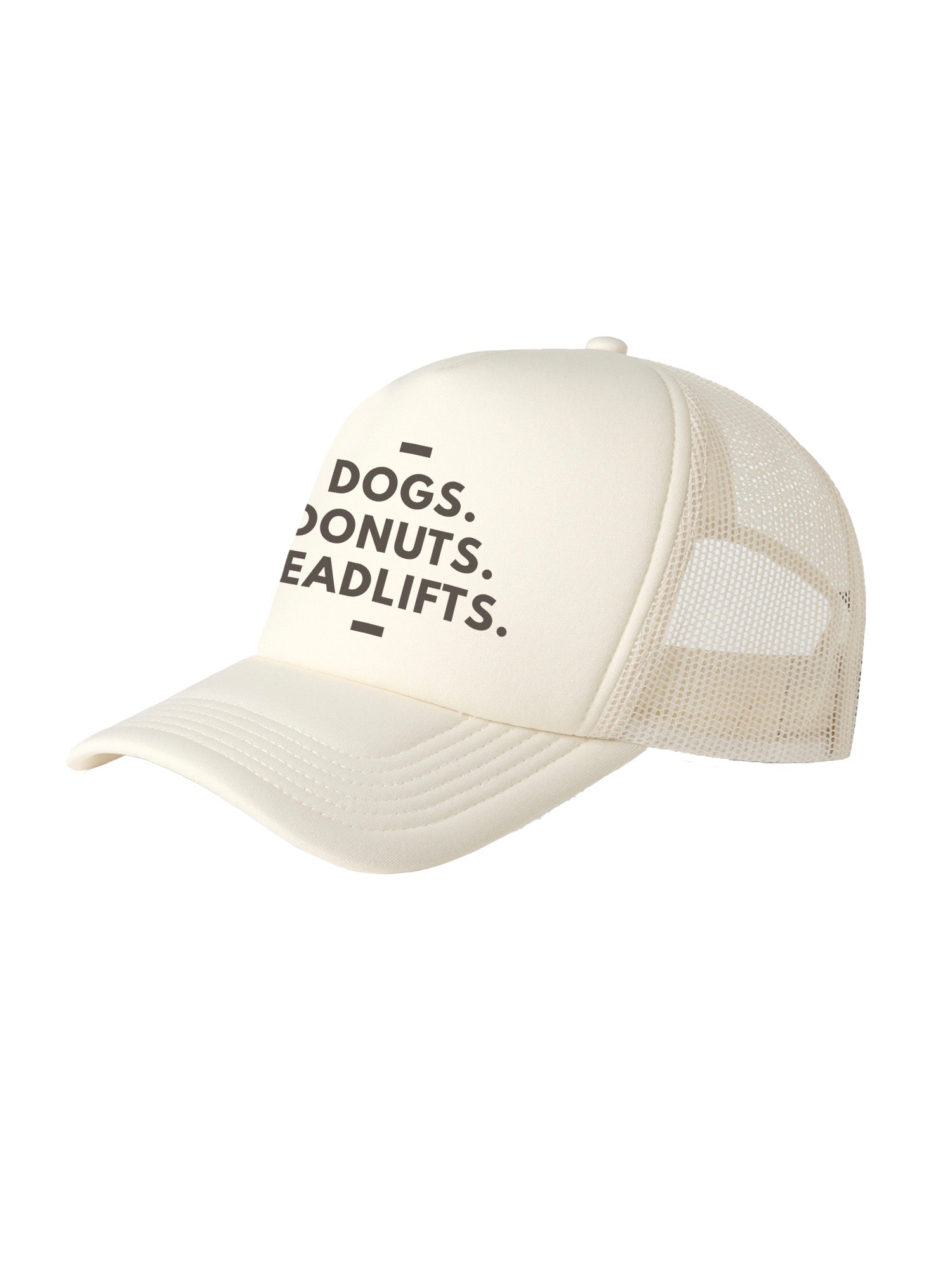 Dogs. Donuts. Deadlifts. Foam Trucker Cap
