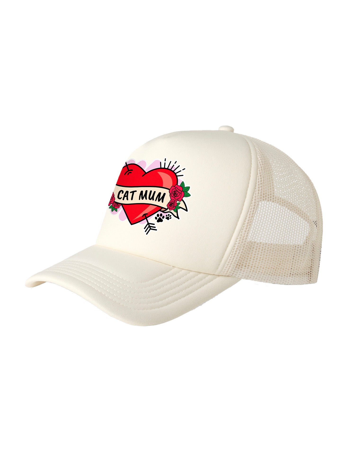 Cat Mum Heart Tattoo Foam Trucker Cap