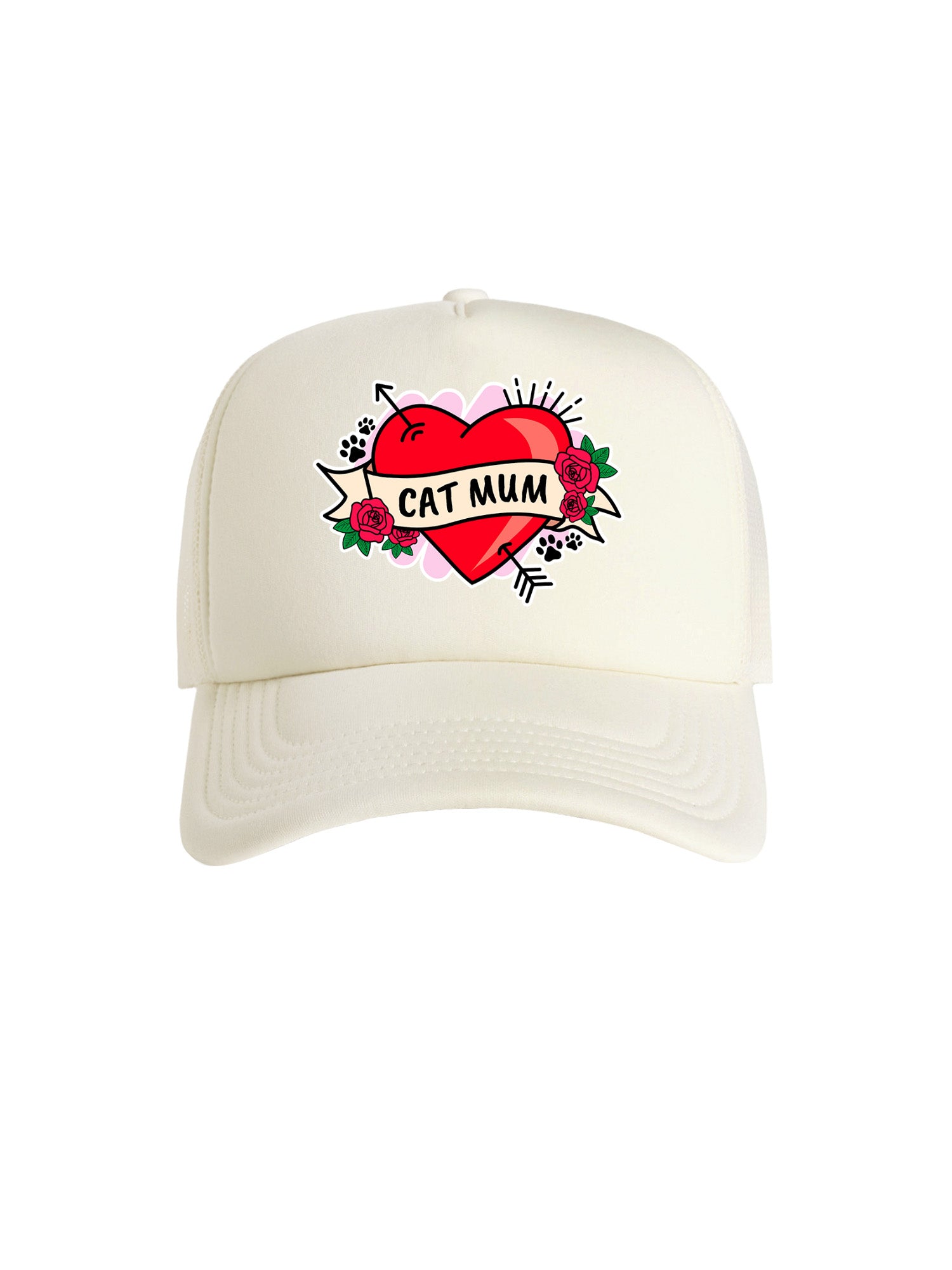 Cat Mum Heart Tattoo Foam Trucker Cap