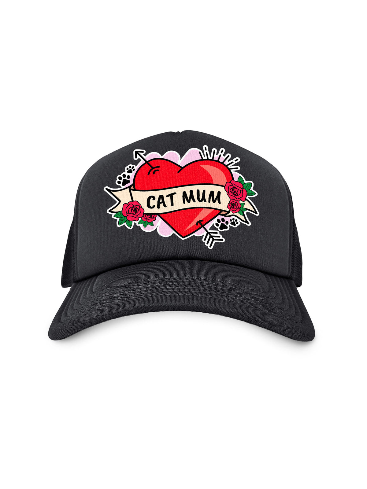 Cat Mum Heart Tattoo Foam Trucker Cap