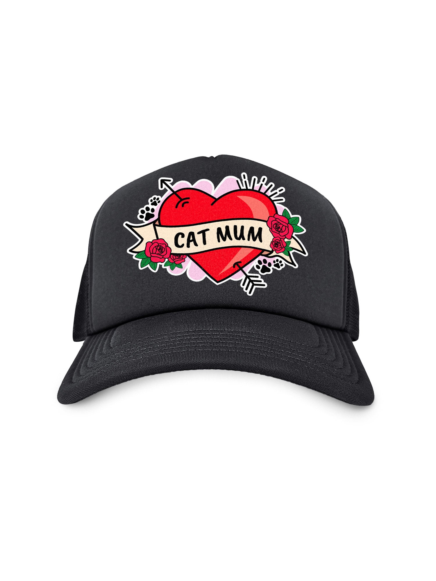 Cat Mum Heart Tattoo Foam Trucker Cap