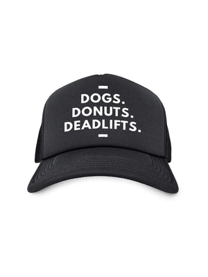 Dogs. Donuts. Deadlifts. Foam Trucker Cap