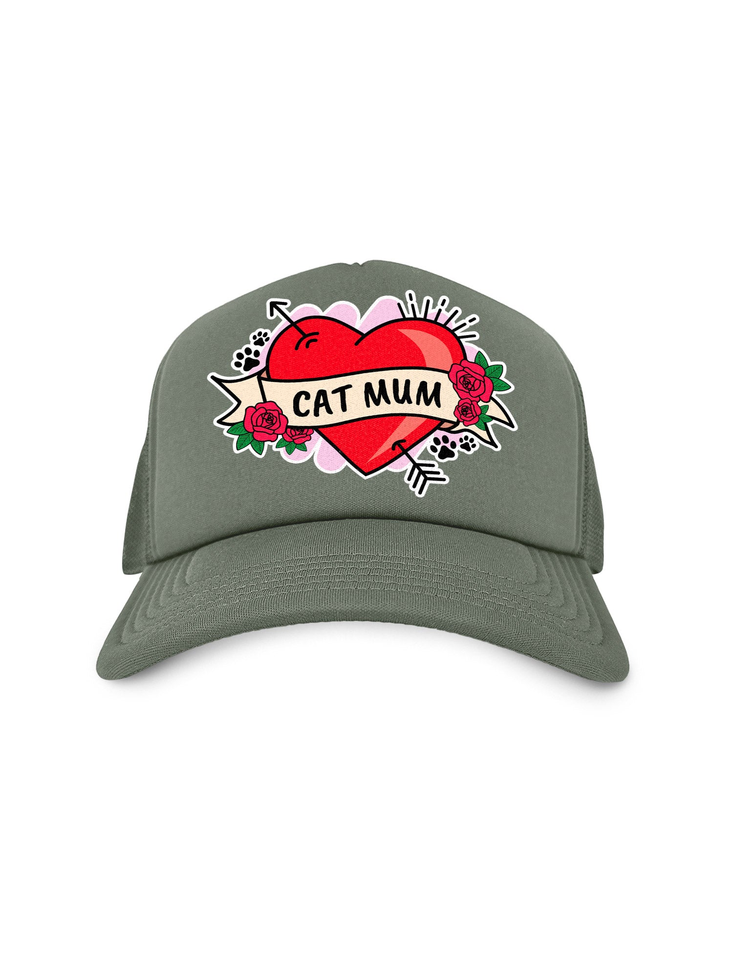 Cat Mum Heart Tattoo Foam Trucker Cap