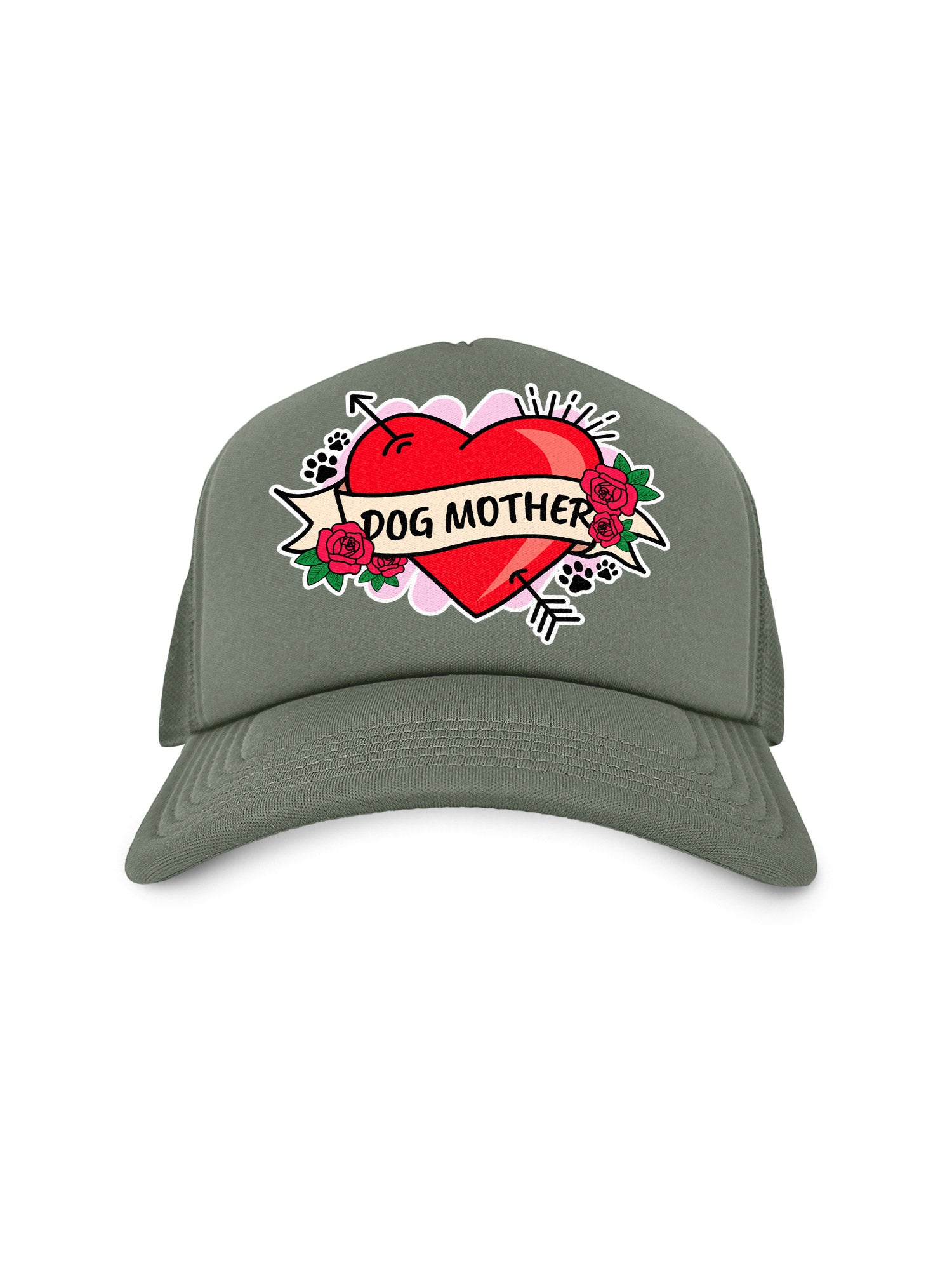Dog Mother Heart Tattoo Foam Trucker Cap