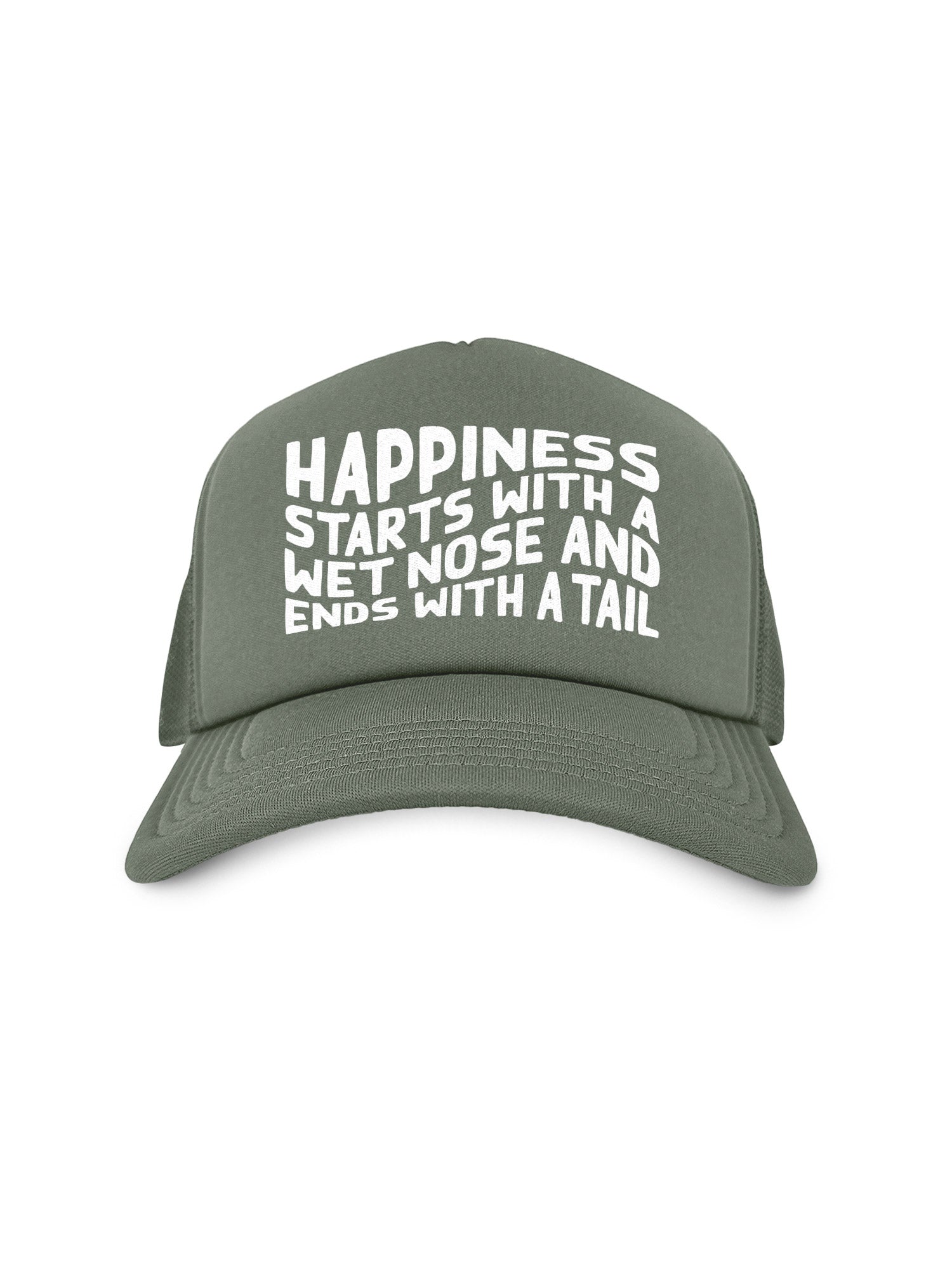 Happiness Starts With A Wet Nose And Ends With A Tail Foam Trucker Cap