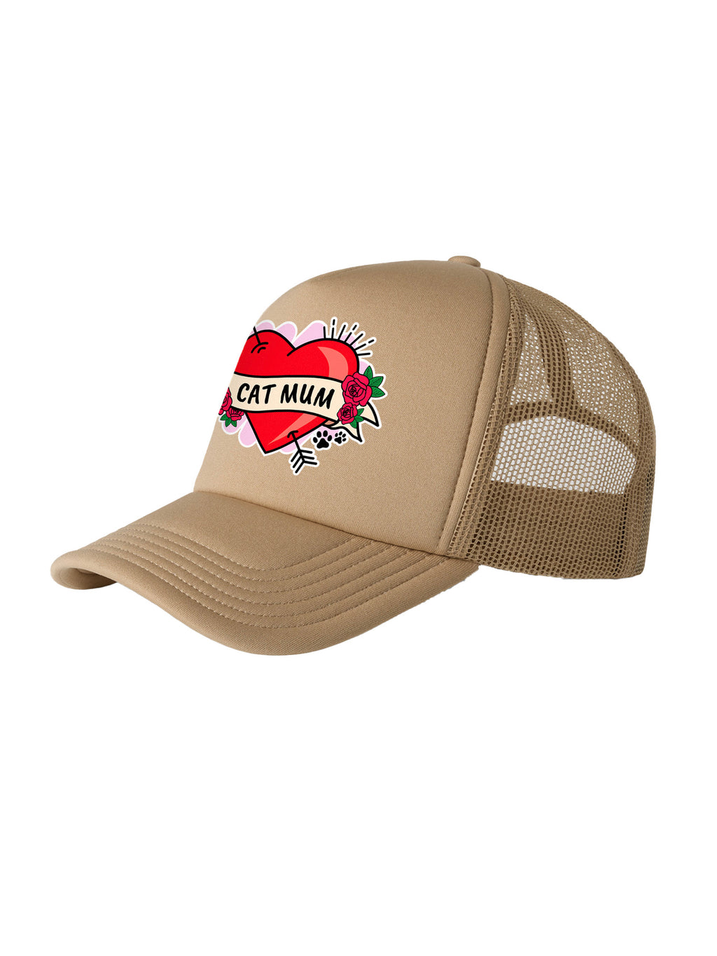 Cat Mum Heart Tattoo Foam Trucker Cap