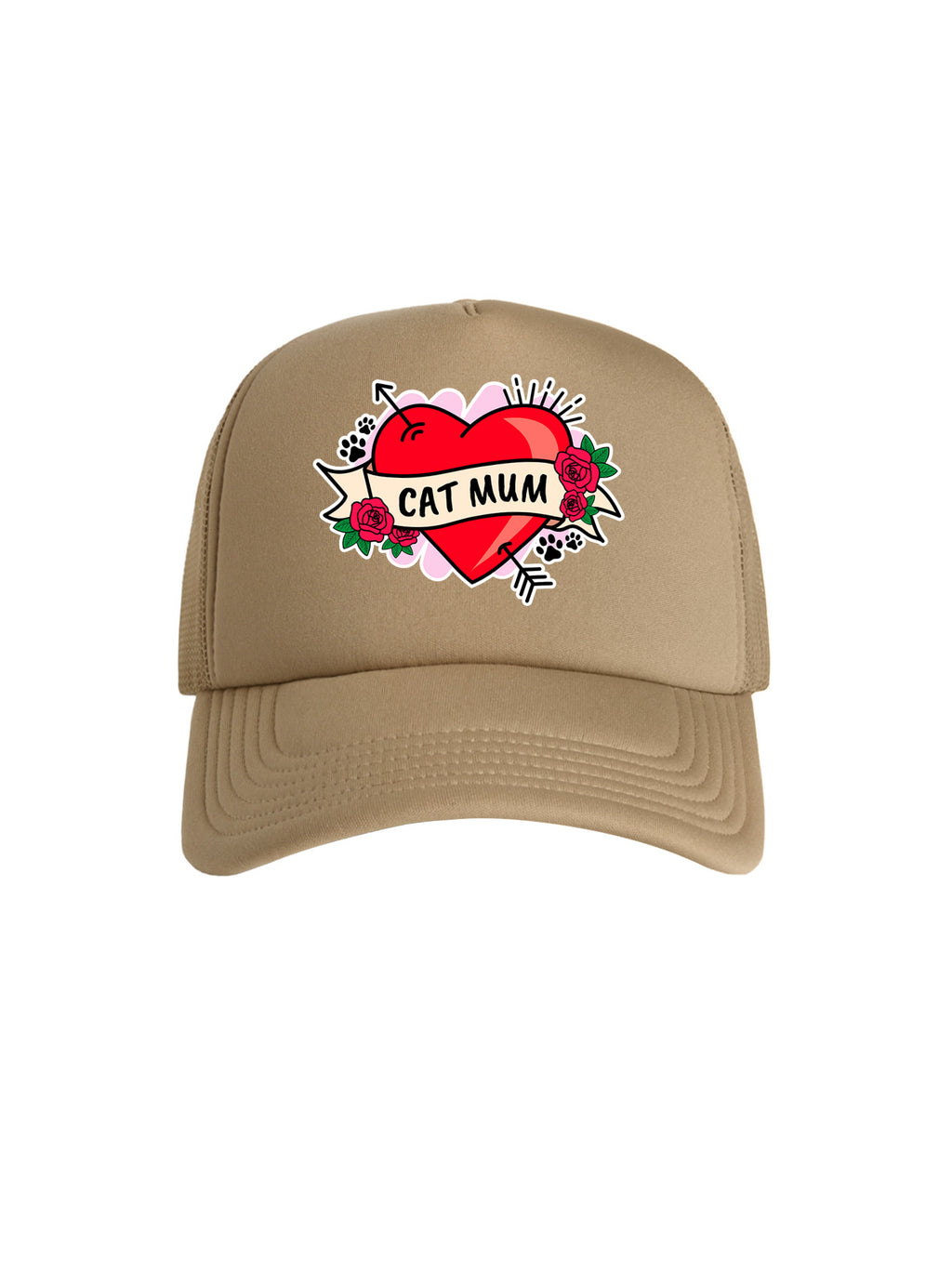 Cat Mum Heart Tattoo Foam Trucker Cap