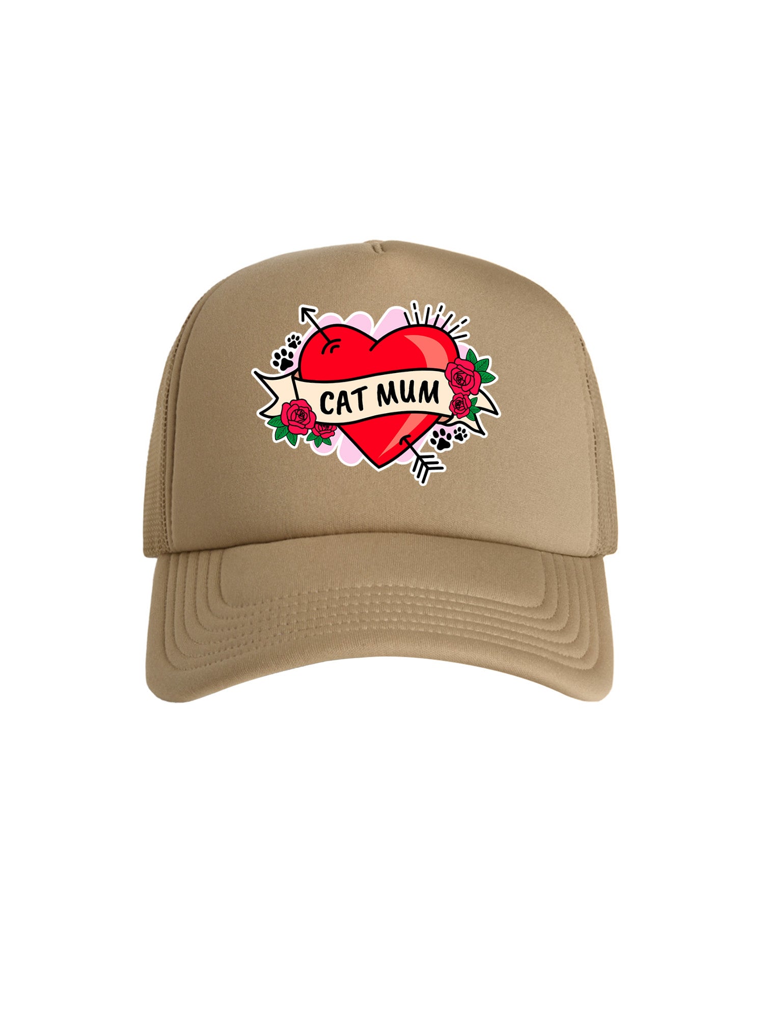 Cat Mum Heart Tattoo Foam Trucker Cap