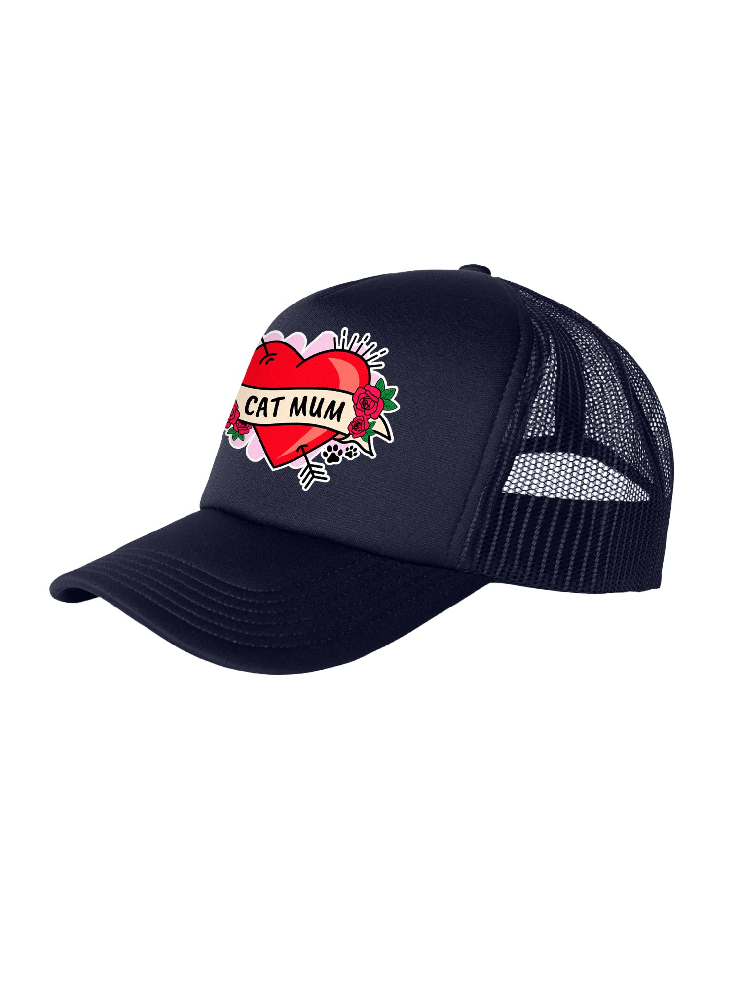 Cat Mum Heart Tattoo Foam Trucker Cap