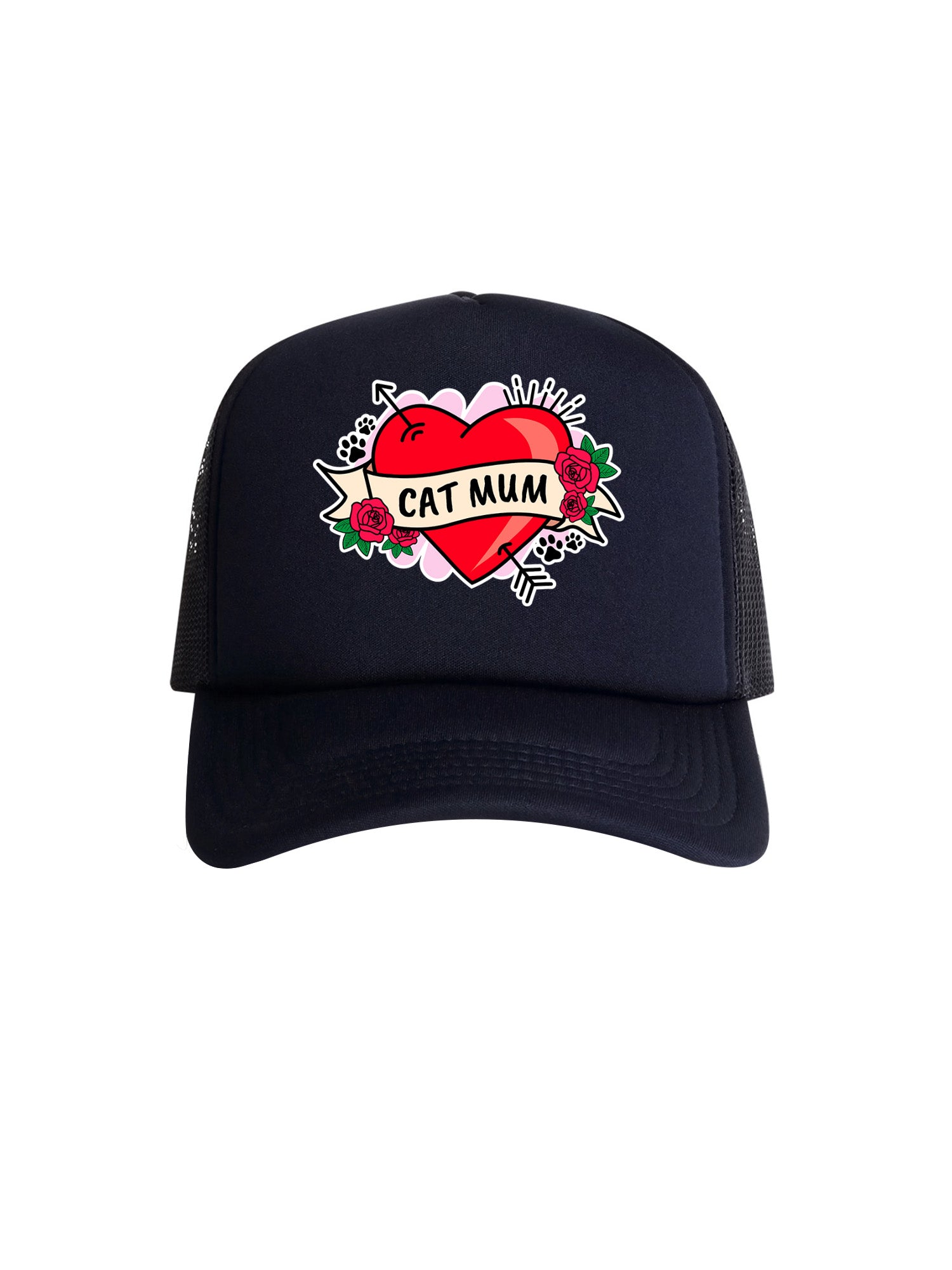 Cat Mum Heart Tattoo Foam Trucker Cap