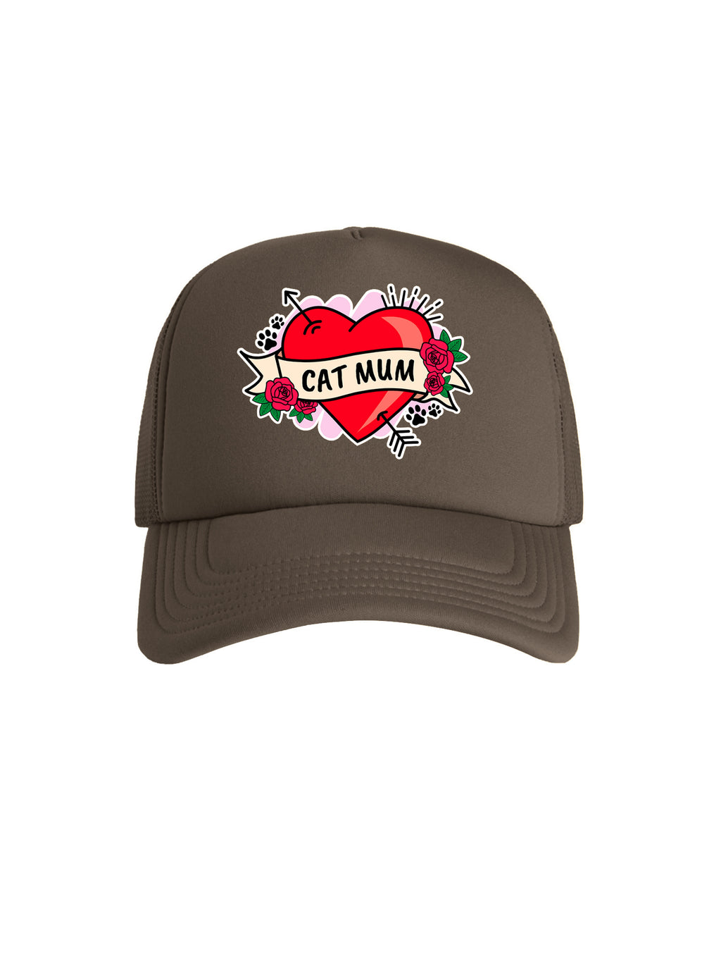 Cat Mum Heart Tattoo Foam Trucker Cap