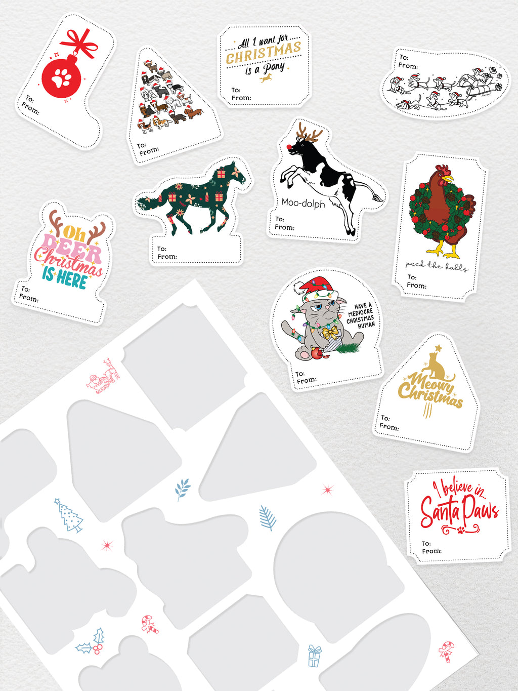 Furriends Christmas Gift Tags Sticker Sheet
