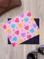 Candy Hearts - Dog Microfibre Suede Glasses Cleaning Cloths (Twinpack)