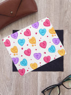 Candy Hearts - Dog Microfibre Suede Glasses Cleaning Cloths (Twinpack)